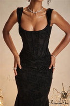 Lace Textured Strap Charming Wrap Midi Dress
