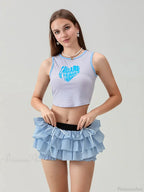 Lace Tiered Bow Skort Short