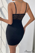 Lace Trim Boned Bodycon Party Dress