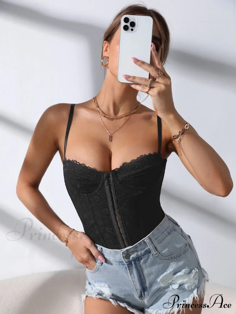 Lace Trim Hook & Eye Cami Top