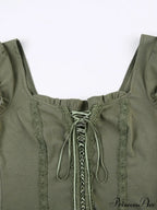 Lace Trim Tie Trendy Front Long Sleeve Blouse