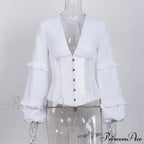 Lace Up Corset Charming Long Sleeve Blouse
