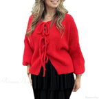 Lace-Up Hollow Out Patchwork Cardigan