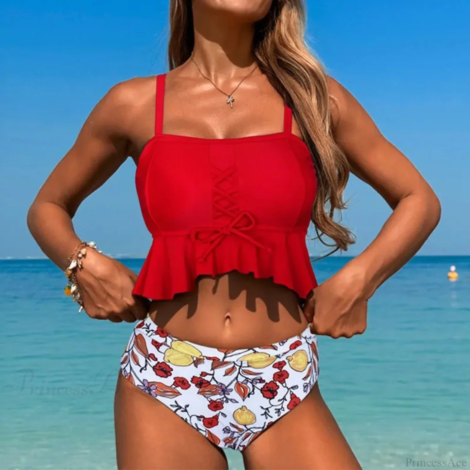 Lace Up Spaghetti Strap Two Piece Set