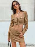 Lace-Up with and Set Cropped Top Skirt Detail
