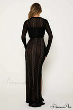 Lace V Neck Charming Slit Two-Piece Dress