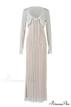 Lace V Neck Charming Slit Two-Piece Dress