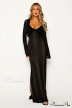 Lace V Neck Charming Slit Two-Piece Dress