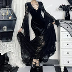 Lacy Mesh V-Neck Long Dress