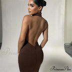 Ladies Club Brown Long Dress