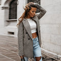 Ladies Notched Collar Plaid Blazer