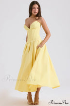 Lady Black Stylish Strapless Midi Dress
