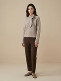 Bowknot High Neck Knit Pullover Long Sleeve