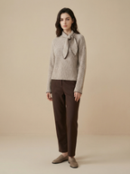 Bowknot High Neck Knit Pullover Long Sleeve