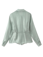 Lapel Collar Semi Sheer Blouse