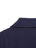 Navy Cropped Double Breasted Trench Jacket With Vintage Lapel Collar Long Sleeves