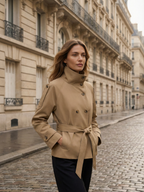Laceup Doublebreasted Trench Coat Khaki