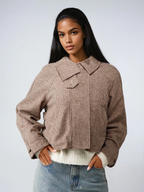 Houndstooth Quilted High Collar Jacket Oversized Coat For Cold Weather