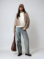 Houndstooth Quilted High Collar Jacket Oversized Coat For Cold Weather