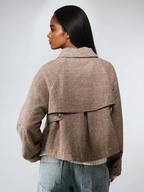 Houndstooth Quilted High Collar Jacket Oversized Coat For Cold Weather