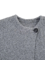 Gray Kimono Knit Coat With Front Button Tie