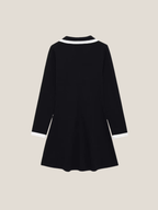 Lapel Collar Knit A-line Dress