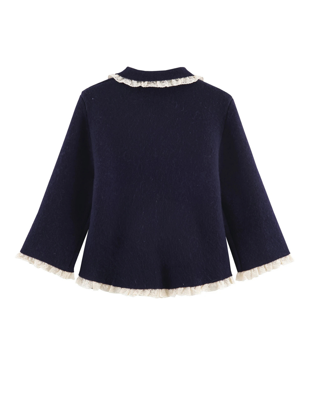 Retro Lace Collar Knit Cardigan Coat For Women With Long Sleeves