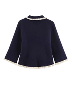 Retro Lace Collar Knit Cardigan Coat For Women With Long Sleeves