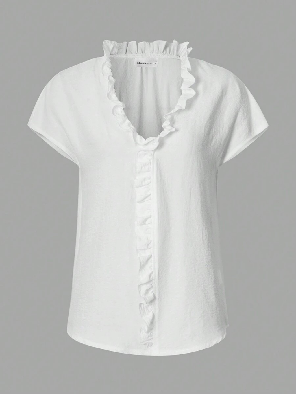 Navy Batwing Frill Blouse