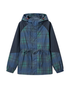 Plaid Hooded Standup Drawstring Windbreaker Jacket