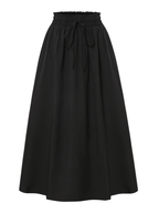 Drawstring Aline Flowy Office Maxi Skirt