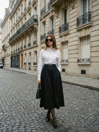 Black Button Front Pocket Maxi Skirt For Office Wear Elegant Women Fall Business Attire