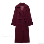 Lamb Wool Patchwork Leather Belted Overcoat