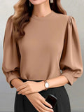 Lantern Sleeve O-neck Casual Party Tunic Blouse