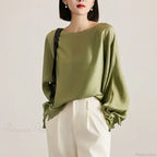 Lantern Sleeve Satin Casual Blouse Fashion Blouse