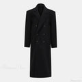 Lapel Woolen Double-Breasted Shoulder Pad Overcoat