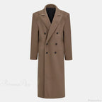 Lapel Woolen Double-Breasted Shoulder Pad Overcoat