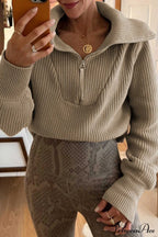 Lapel Zipper Sweater