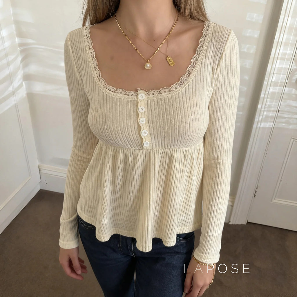 Aaleiya Lace Square Neck Top