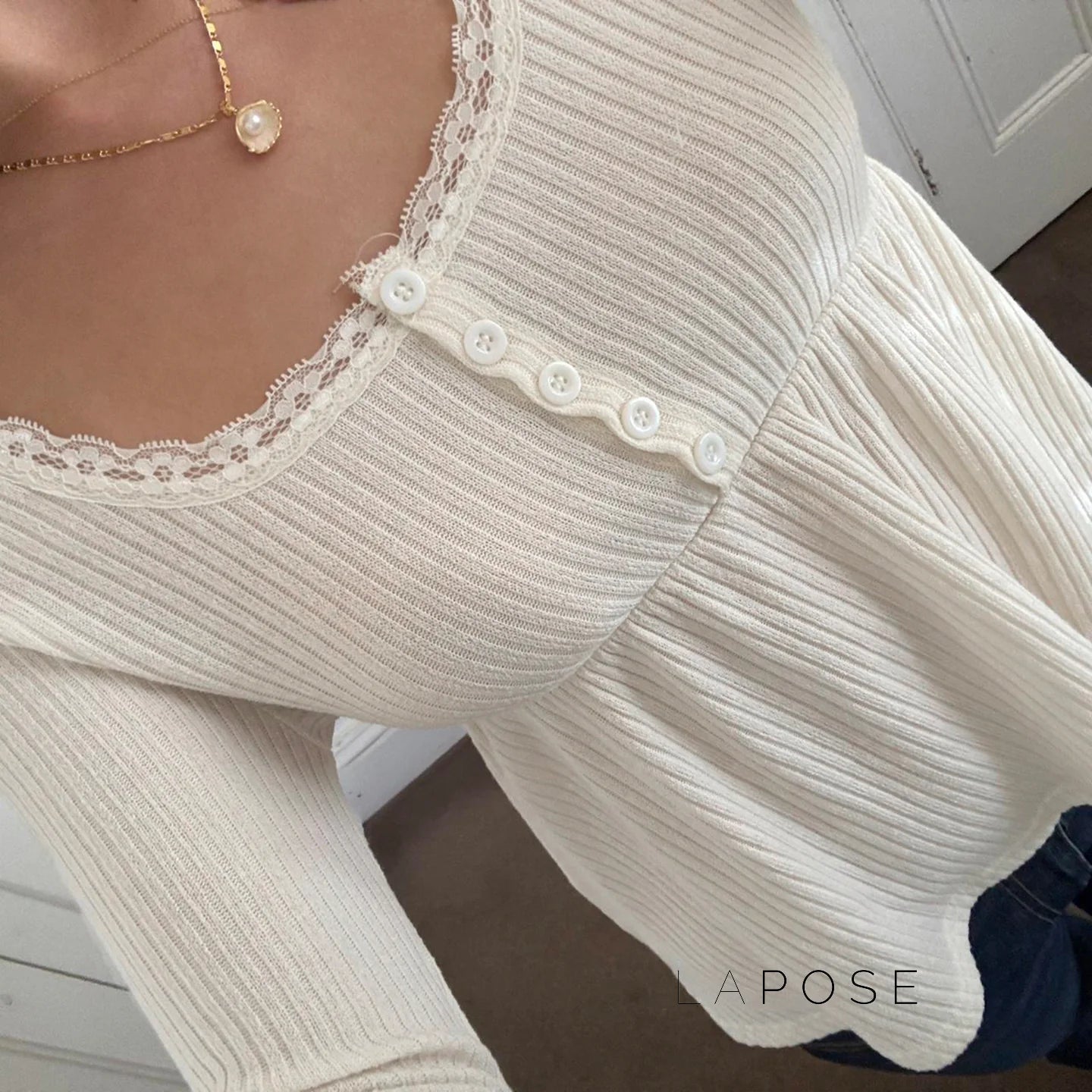Aaleiya Lace Square Neck Top