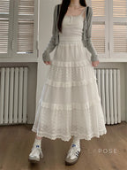 Aaralyn Tiered Lace Midi Skirt