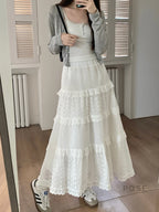 Aaralyn Tiered Lace Midi Skirt