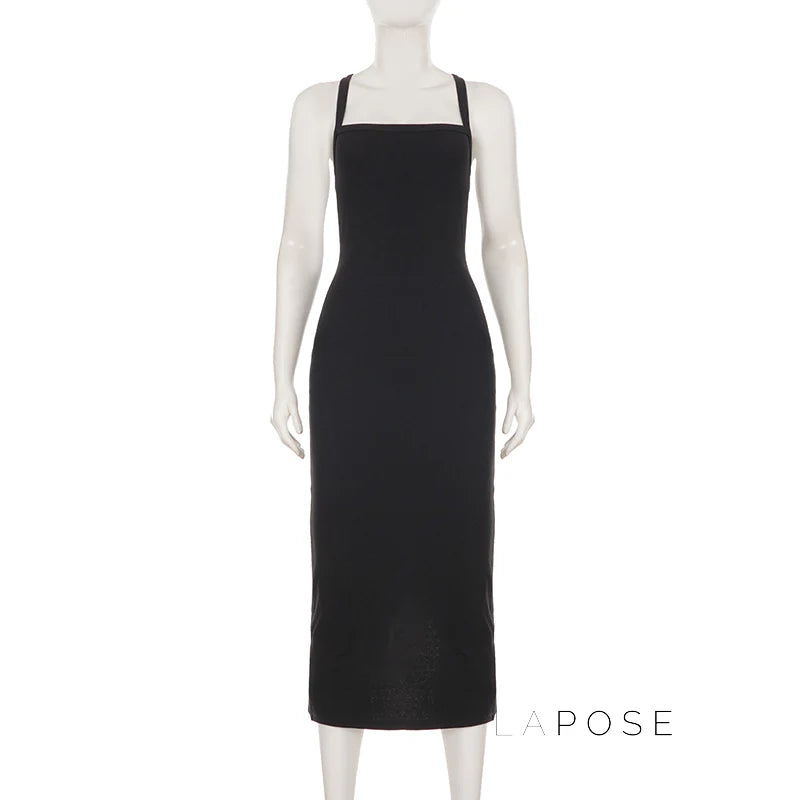 Abrianna Halter Backless Maxi Dress