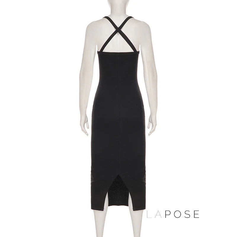 Abrianna Halter Backless Maxi Dress