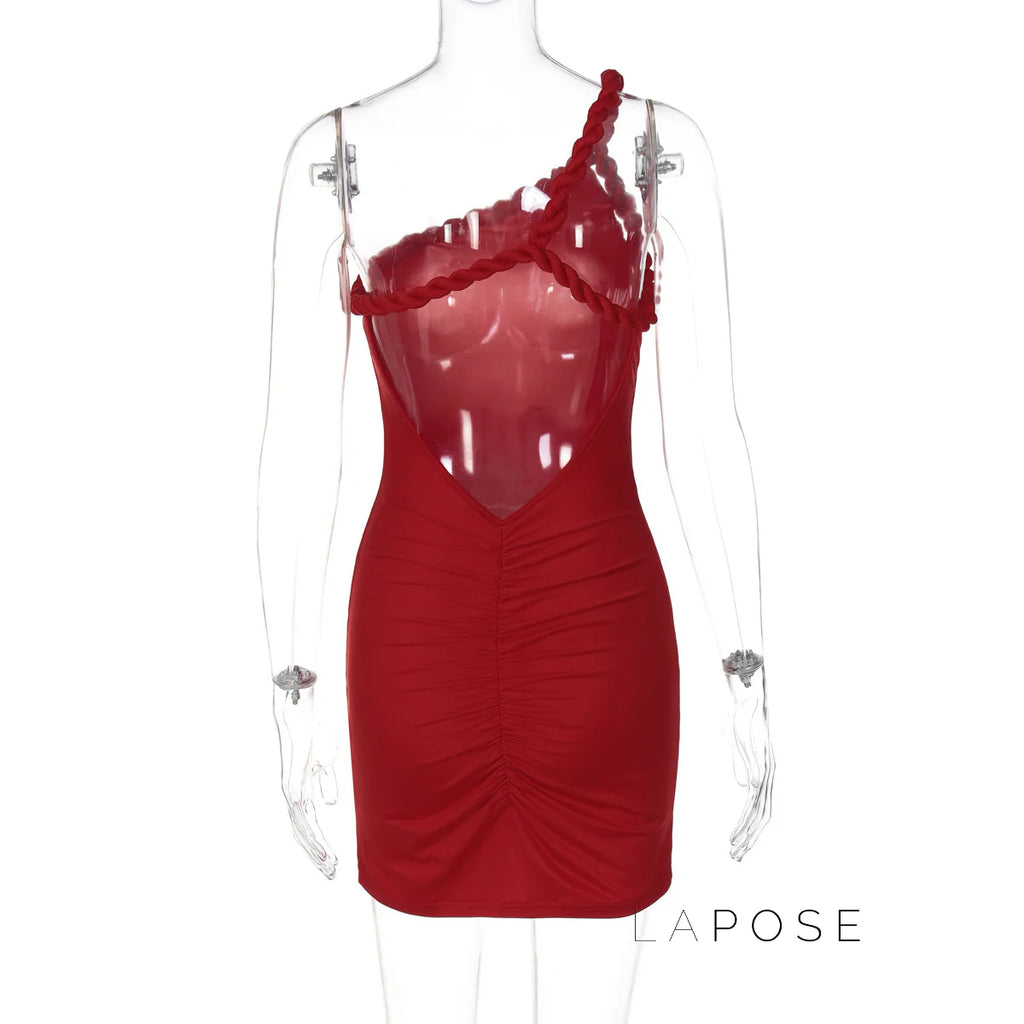 Adamari One-Shoulder Pleated Mini Dress
