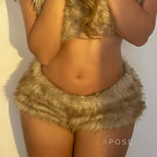 Adeline Khaki Faux Fur Shorts