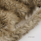 Adeline Khaki Faux Fur Shorts