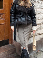 Aditri Faux Leather Long Coat
