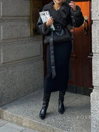 Aditri Faux Leather Tie Jacket