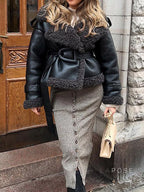 Aditri Faux Leather Tie Jacket